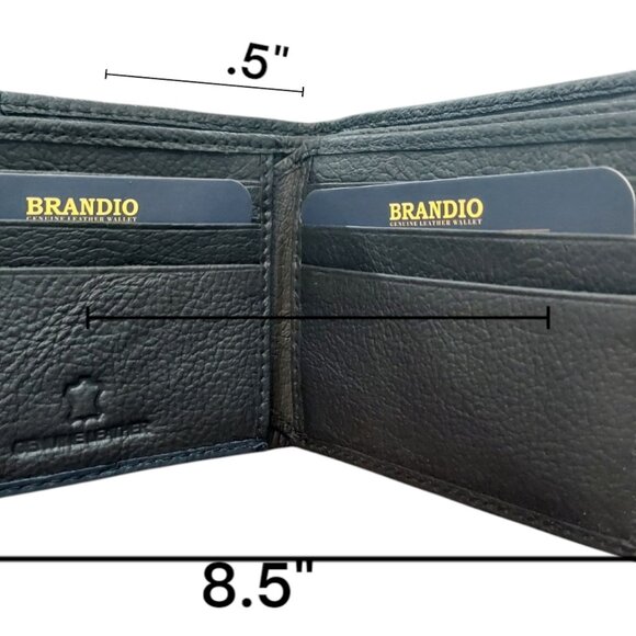 Genuine Cowhide Leather Wallet with RFID Blue Black - Picture 7 of 7